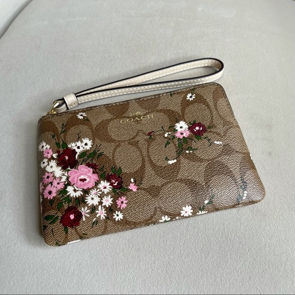 Coach Handbags - New! Coach Corner Zip Wristlet Canvas Floral Print